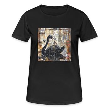 Graffiti Black Swan Rust Porte De Conteneur En Métal - T-shirt respirant Femme - noir - Devant - AI Model Female 172 light (172cm)
