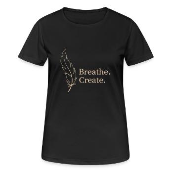 Breath Create Feder Leichtigkeit - Frauen T-Shirt atmungsaktiv - Schwarz - Vorne - AI Model Female 172 light (172cm)