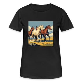 Troupeau de Quarter Horse - T-shirt respirant Femme - noir - Devant - AI Model Female 172 light (172cm)