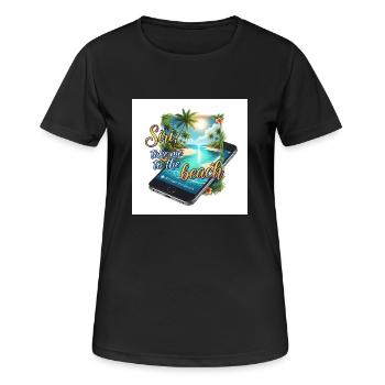 My Phone My Beach: Tropical Tech Tee - T-shirt respirant Femme - noir - Devant - AI Model Female 172 light (172cm)