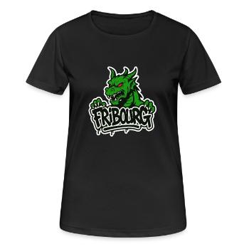 Fribourg Dragon - T-shirt respirant Femme - noir - Devant - AI Model Female 172 light (172cm)