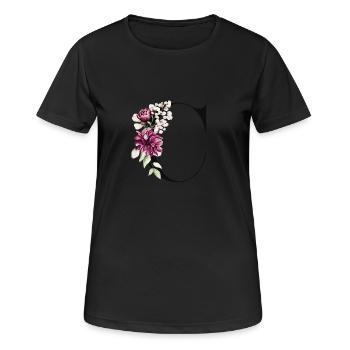Dein Buchstabe C auf Personalisierte Kleidung - Frauen T-Shirt atmungsaktiv - Schwarz - Vorne - AI Model Female 172 light (172cm)