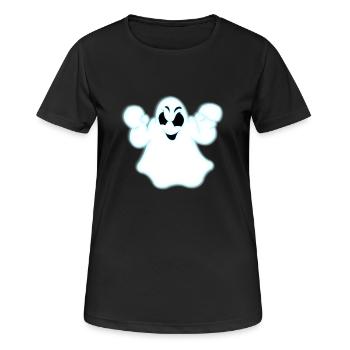 Leuchtender Halloween-Geist - Frauen T-Shirt atmungsaktiv - Schwarz - Vorne - AI Model Female 172 light (172cm)