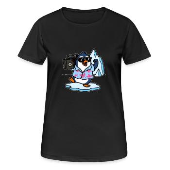 Bande dessinée Pingouin cool - T-shirt respirant Femme - noir - Devant - AI Model Female 172 light (172cm)