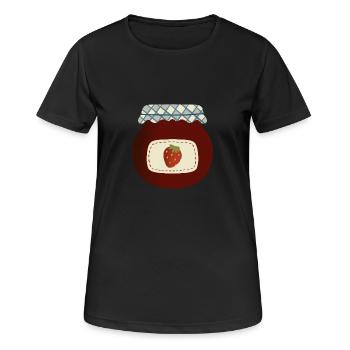 Pot de confiture de fraises - T-shirt respirant Femme - noir - Devant - AI Model Female 172 light (172cm)
