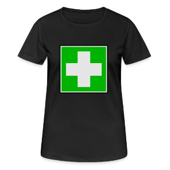 Erste-Hilfe-Kreuz - Frauen T-Shirt atmungsaktiv - Schwarz - Vorne - AI Model Female 172 light (172cm)