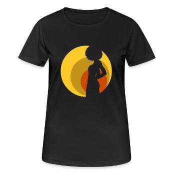 retro_afro_girl_01 - T-shirt respirant Femme - noir - Devant - AI Model Female 172 light (172cm)