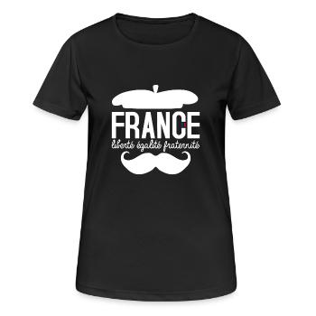 France liberté égalité fraternité Drapeau France - T-shirt respirant Femme - noir - Devant - AI Model Female 172 light (172cm)