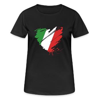 Coeur Cuore Italie Calcio Italiano Football - T-shirt respirant Femme - noir - Devant - AI Model Female 172 light (172cm)