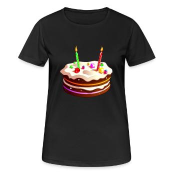 gâteau anniversaire - T-shirt respirant Femme - noir - Devant - AI Model Female 172 light (172cm)