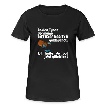 Antidepressiva Dieb - Frauen T-Shirt atmungsaktiv - Schwarz - Vorne - AI Model Female 172 light (172cm)