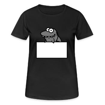 hai bouclier drôle cadre mur montrer comic cartoo - T-shirt respirant Femme - noir - Devant - AI Model Female 172 light (172cm)