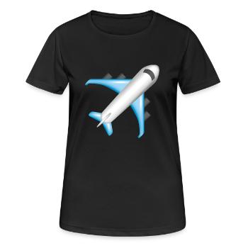 Smiley Plane - Frauen T-Shirt atmungsaktiv - Schwarz - Vorne - AI Model Female 172 light (172cm)