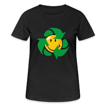Smiley Recycle - Frauen T-Shirt atmungsaktiv - Schwarz - Vorne - AI Model Female 172 light (172cm)