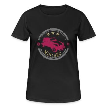Vintage old Auto - Frauen T-Shirt atmungsaktiv - Schwarz - Vorne - AI Model Female 172 light (172cm)