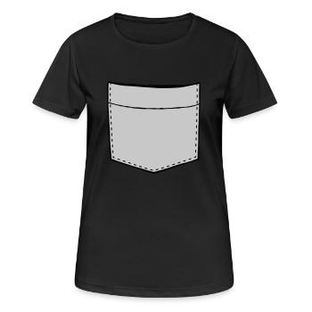 Brusttasche leer Design - Frauen T-Shirt atmungsaktiv - Schwarz - Vorne - AI Model Female 172 light (172cm)