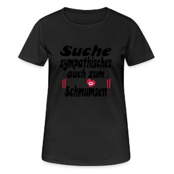 suche sympathisches - Frauen T-Shirt atmungsaktiv - Schwarz - Vorne - AI Model Female 172 light (172cm)