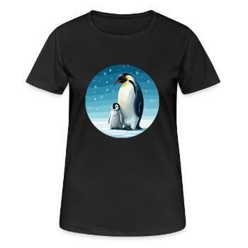 Manchot empereur avec enfant - T-shirt respirant Femme - noir - Devant - AI Model Female 172 light (172cm)
