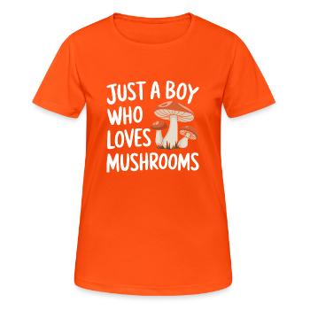 Pilz Pilze Funghi Champignon - Frauen T-Shirt atmungsaktiv - Neonorange - Vorne - AI Model Female 172 dark (172cm)