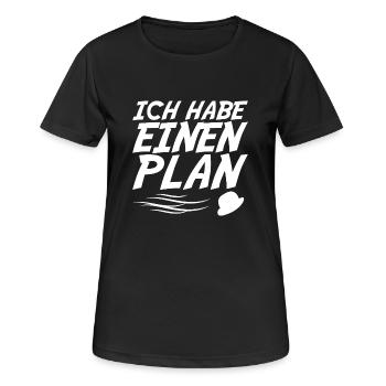 ich habe einen Plan DDR Nostalgie Geschenk - Frauen T-Shirt atmungsaktiv - Schwarz - Vorne - AI Model Female 172 light (172cm)