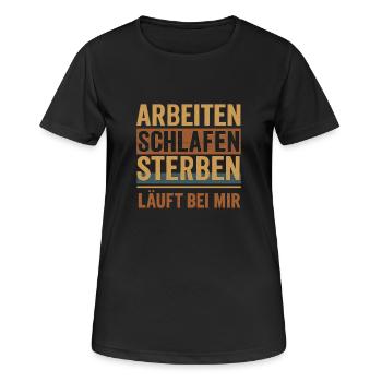 Arbeit - Frauen T-Shirt atmungsaktiv - Schwarz - Vorne - AI Model Female 172 light (172cm)