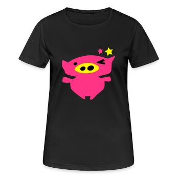 cute_pink_piggy_face_vec10_c3 - T-shirt respirant Femme - noir - Devant - AI Model Female 172 light (172cm)