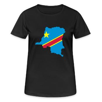 Kongo Map - Frauen T-Shirt atmungsaktiv - Schwarz - Vorne - AI Model Female 172 light (172cm)