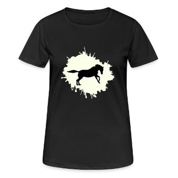 pferd klecks - Frauen T-Shirt atmungsaktiv - Schwarz - Vorne - AI Model Female 172 light (172cm)