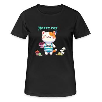 Cute cat - Frauen T-Shirt atmungsaktiv - Schwarz - Vorne - AI Model Female 172 light (172cm)