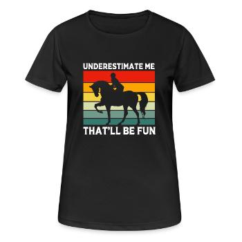 Dressur Dressurpferd Dressurreiter - Frauen T-Shirt atmungsaktiv - Schwarz - Vorne - AI Model Female 172 light (172cm)