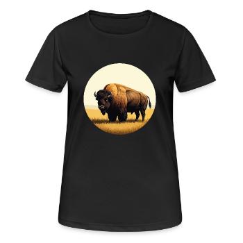 Bison dans la prairie - T-shirt respirant Femme - noir - Devant - AI Model Female 172 light (172cm)
