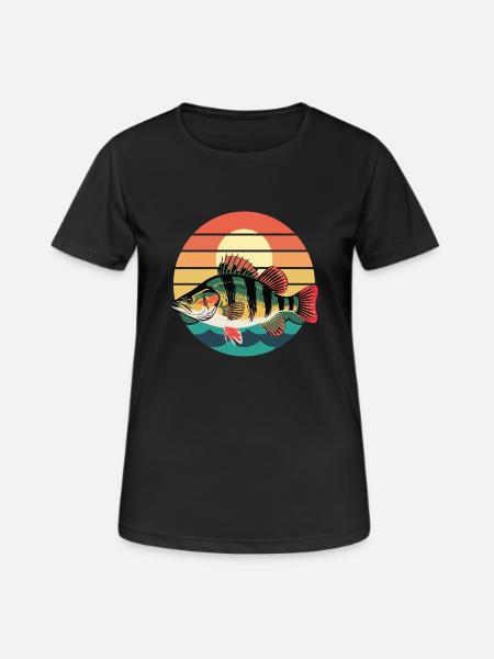 Retro Perch Sunset Angler Motif - Women's Breathable T-Shirt - black