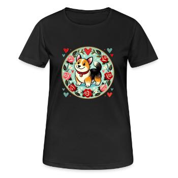 Corgi-Liebhaber - Frauen T-Shirt atmungsaktiv - Schwarz - Vorne - AI Model Female 172 light (172cm)