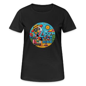 Le rêve de vacances du peintre - T-shirt respirant Femme - noir - Devant - AI Model Female 172 light (172cm)