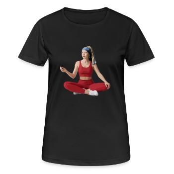 La fille à la perle yoga - T-shirt respirant Femme - noir - Devant - AI Model Female 172 light (172cm)