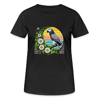 African Grey Parrot - Women's Breathable T-Shirt - black - Front - AI Model Female 172 light (172cm)