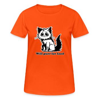 Obdachlose Katze - Wird schnurren für Futterdesign - Frauen T-Shirt atmungsaktiv - Neonorange - Vorne - AI Model Female 172 dark (172cm)