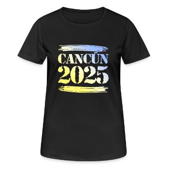 Cancun 2025 - Frauen T-Shirt atmungsaktiv - Schwarz - Vorne - AI Model Female 172 light (172cm)
