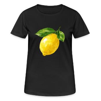 gelbe Zitrone - Frauen T-Shirt atmungsaktiv - Schwarz - Vorne - AI Model Female 172 light (172cm)