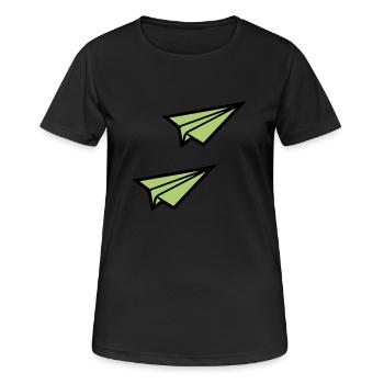 papierflieger 2 - Frauen T-Shirt atmungsaktiv - Schwarz - Vorne - AI Model Female 172 light (172cm)