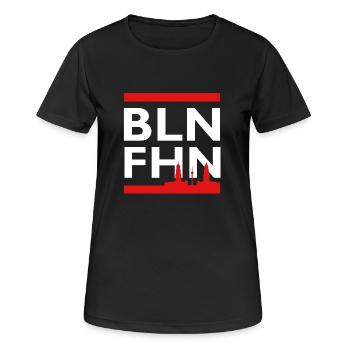 Berlin - Friedrichshain - Frauen T-Shirt atmungsaktiv - Schwarz - Vorne - AI Model Female 172 light (172cm)