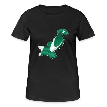Drapeau du Pakistan sur la carte du Pakistan - T-shirt respirant Femme - noir - Devant - AI Model Female 172 light (172cm)