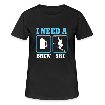 Ski Skiurlaub - Frauen T-Shirt atmungsaktiv - Schwarz - Vorne - AI Model Female 172 light (172cm)