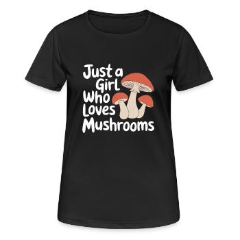 Pilz Pilze Funghi Champignon - Frauen T-Shirt atmungsaktiv - Schwarz - Vorne - AI Model Female 172 light (172cm)