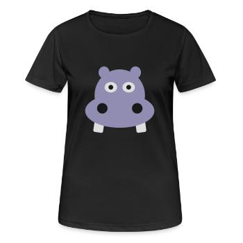 Nilpferd - Frauen T-Shirt atmungsaktiv - Schwarz - Vorne - AI Model Female 172 light (172cm)