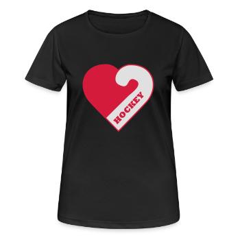 HockeyHerz zweifarbig mit Schriftzug - Frauen T-Shirt atmungsaktiv - Schwarz - Vorne - AI Model Female 172 light (172cm)