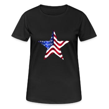 USA America Flagge Stars and Stripes Stern - Frauen T-Shirt atmungsaktiv - Schwarz - Vorne - AI Model Female 172 light (172cm)
