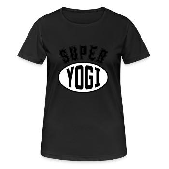 Super Yogi / Yoga - Frauen T-Shirt atmungsaktiv - Schwarz - Vorne - AI Model Female 172 light (172cm)