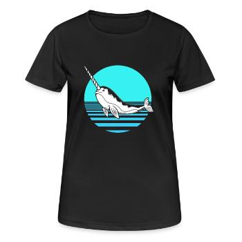 Narwal - Frauen T-Shirt atmungsaktiv - Schwarz - Vorne - AI Model Female 172 light (172cm)