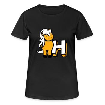 Cheval H Cheval Lettre ABC École d’apprentissage de l’anglais - T-shirt respirant Femme - noir - Devant - AI Model Female 172 light (172cm)